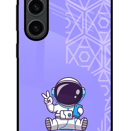 Cute Astronaut Chilling Samsung S23 Plus Glass Case Back Cover by Casekaro