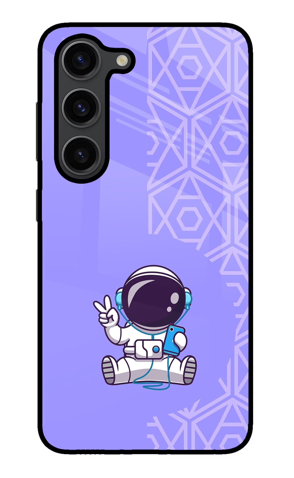 Cute Astronaut Chilling Samsung S23 Plus Glass Case Back Cover by Casekaro
