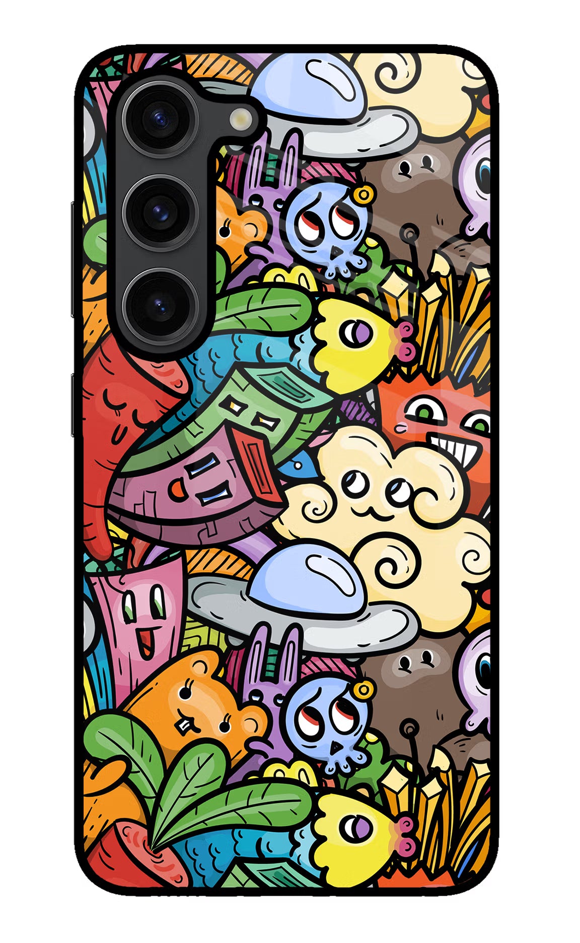 Veggie Doodle Samsung S23 Plus Glass Case Back Cover by Casekaro