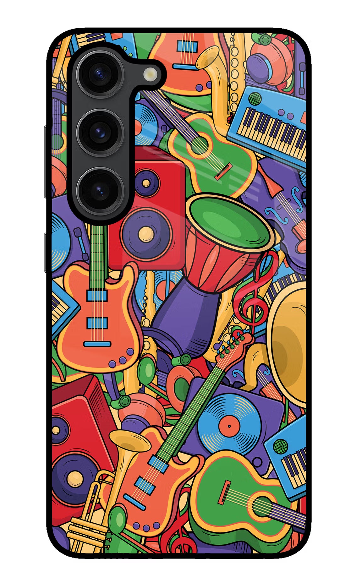 Music Instrument Doodle Samsung S23 Plus Glass Case Back Cover by Casekaro