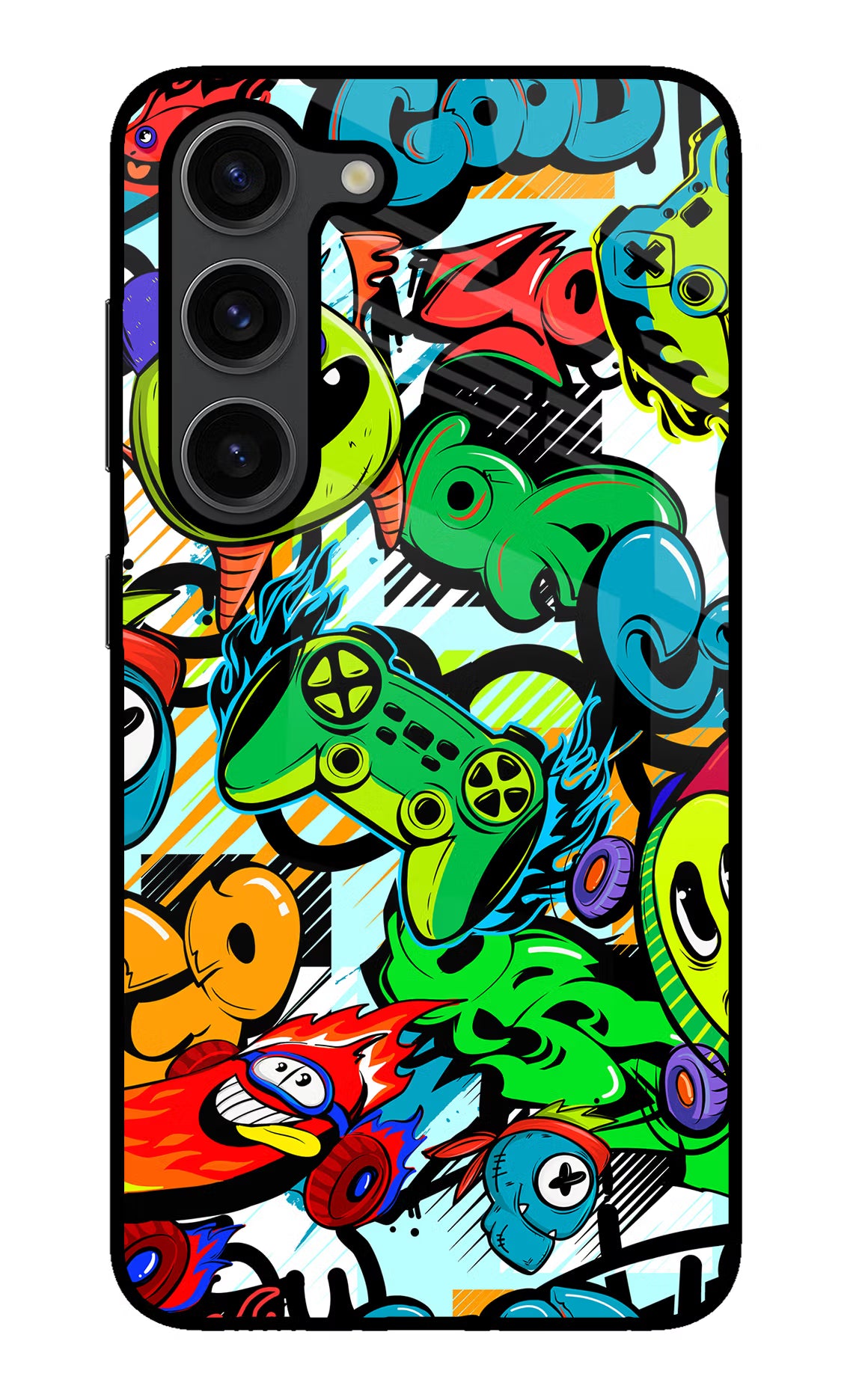 Game Doodle Samsung S23 Plus Glass Case Back Cover by Casekaro