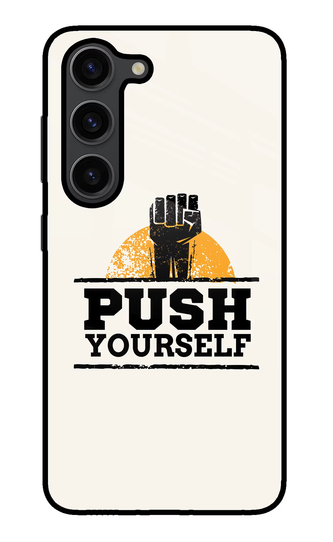Push Yourself Samsung S23 Plus Glass Case Back Cover by Casekaro