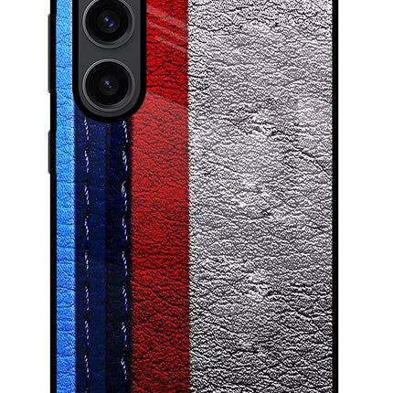 BMW Stripes Samsung S23 Plus Glass Case Back Cover by Casekaro