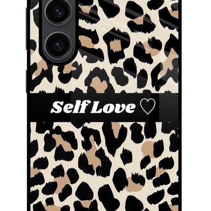 Leopard Print Self Love Samsung S23 Plus Glass Case Back Cover by Casekaro