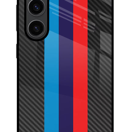 BMW Stripes Pattern Samsung S23 Plus Glass Case Back Cover by Casekaro