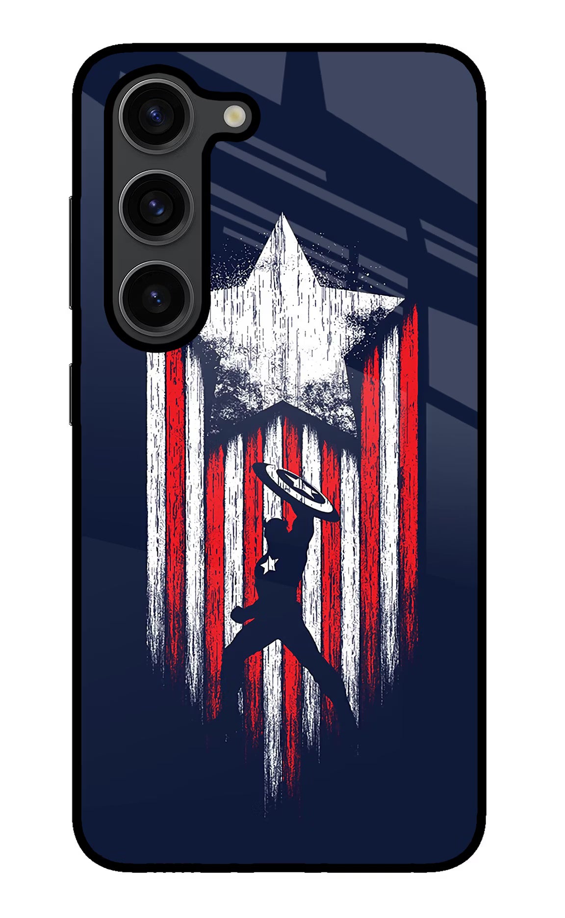Captain America Marvel Art Samsung S23 Plus Glass Case Back Cover by Casekaro