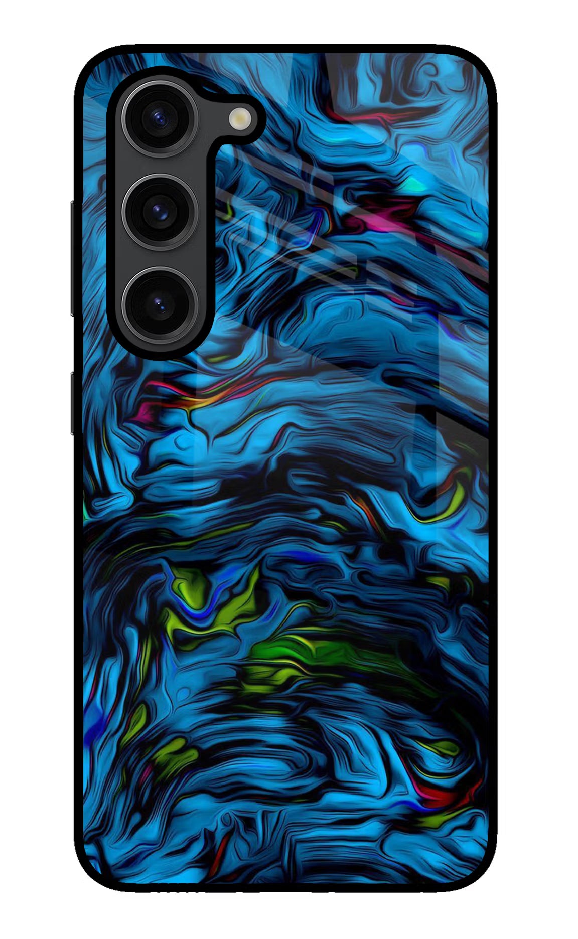 Dark Blue Abstract Samsung S23 Plus Glass Case Back Cover by Casekaro