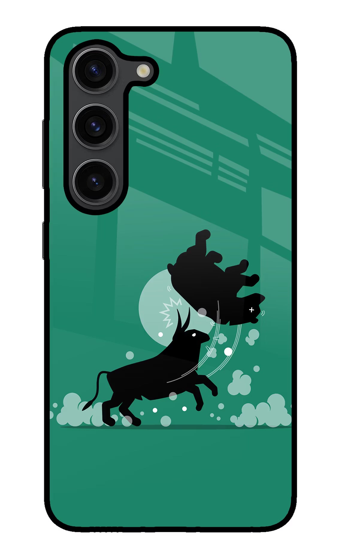 Bull Conqueror Samsung S23 Plus Glass Case Back Cover by Casekaro