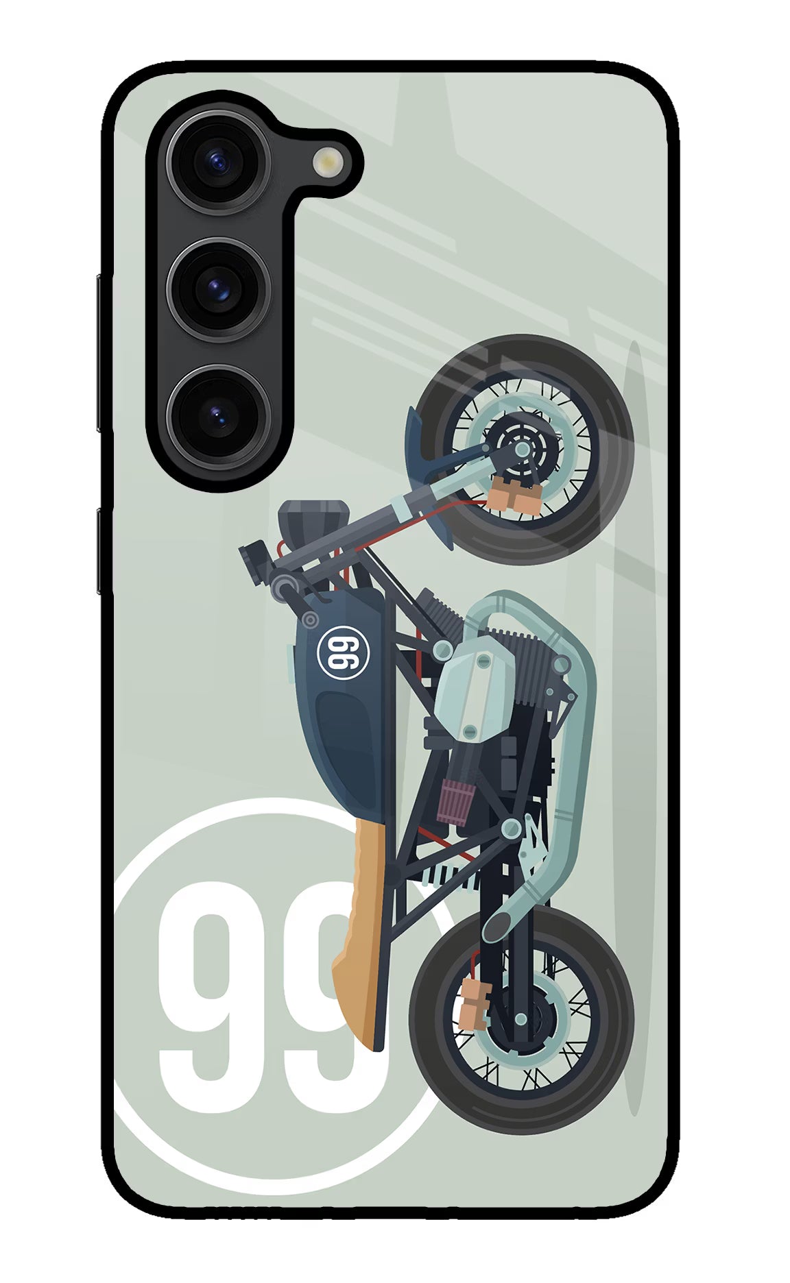 Classic Cafe Racer 99 Samsung S23 Plus Glass Case Back Cover by Casekaro