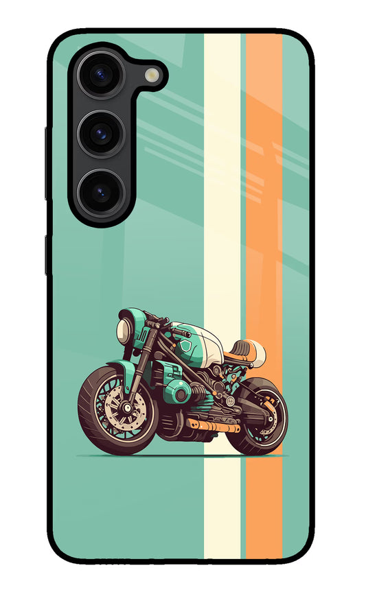 Striped Moto Drift Samsung S23 Plus Glass Case