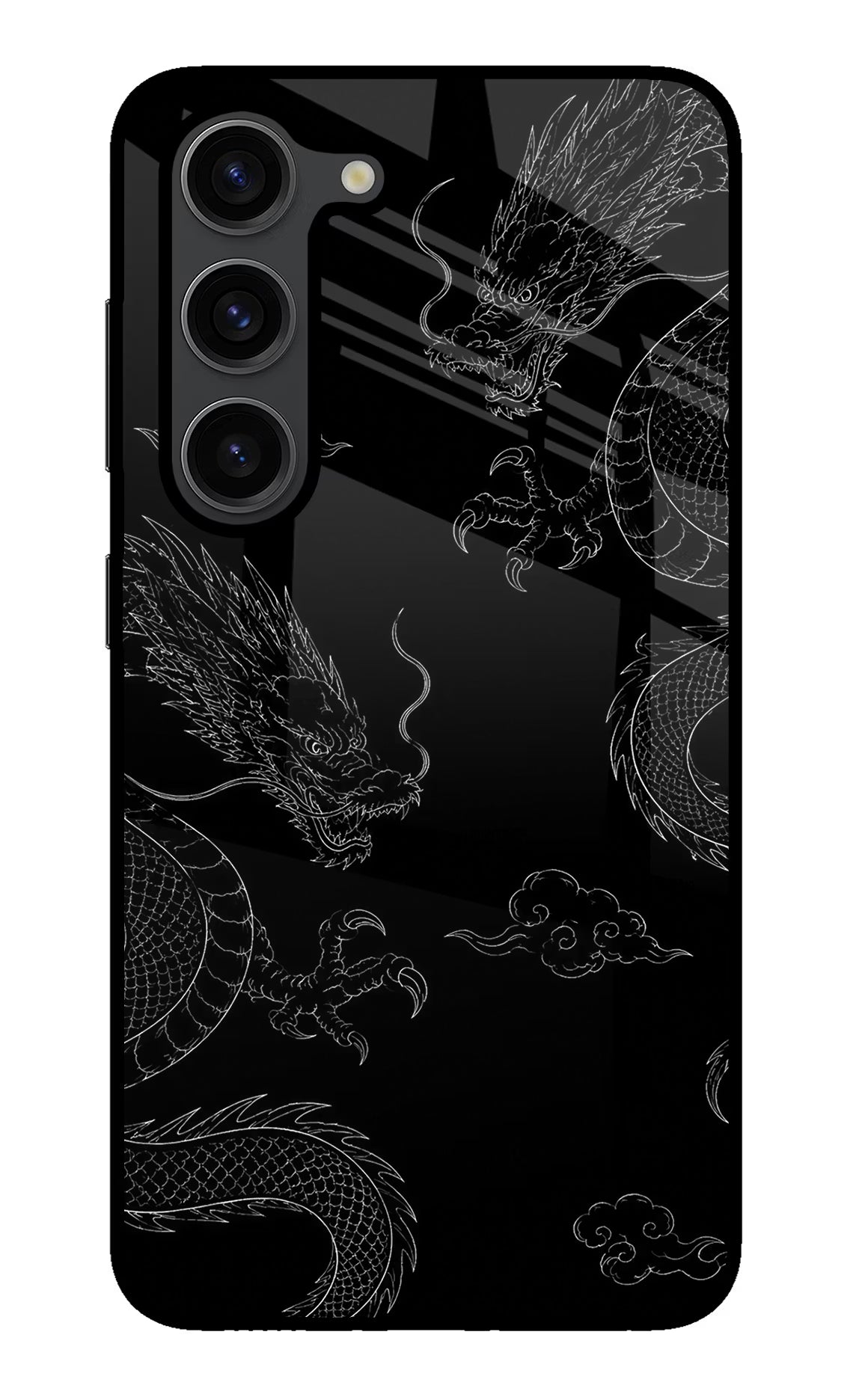 Twin Dragons Samsung S23 Plus Glass Case Back Cover by Casekaro