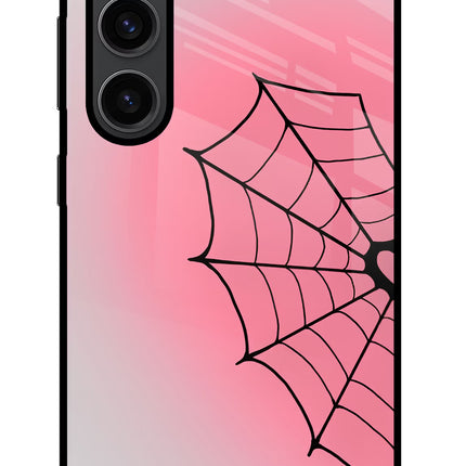 Pink Web Samsung S23 Plus Glass Case Back Cover by Casekaro