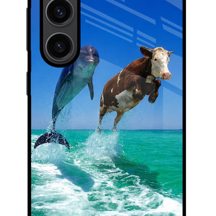 Dolphin vs Cow Samsung S23 Plus Glass Case
