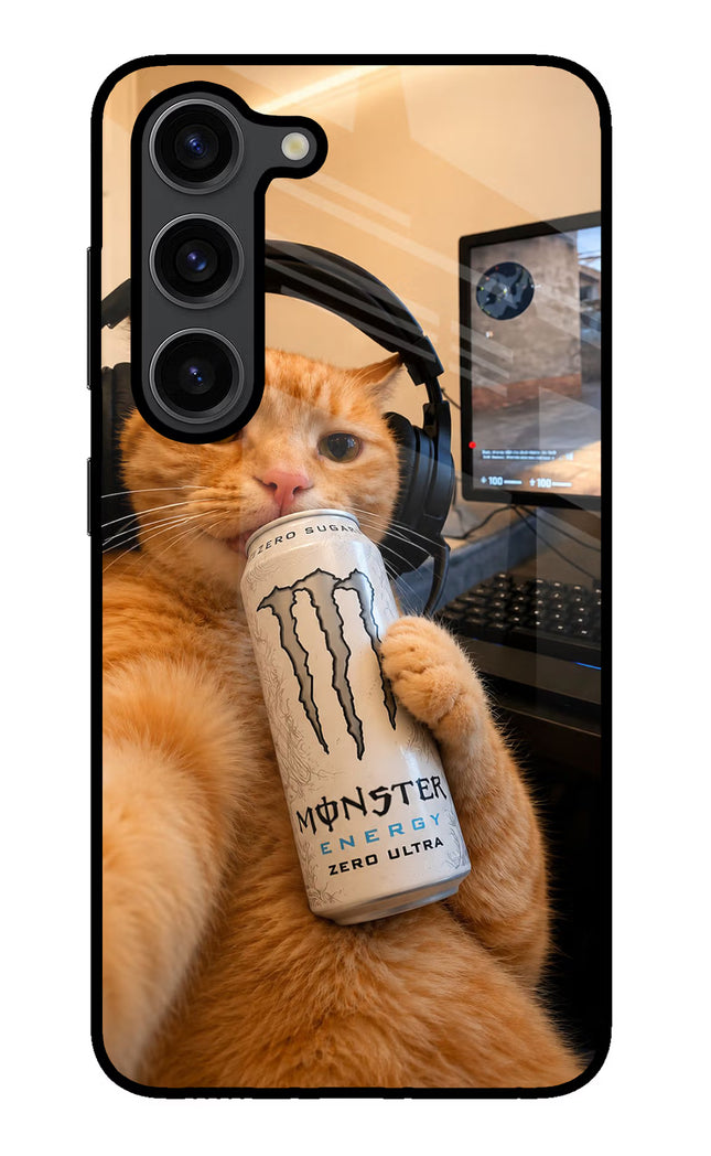 Gamer Cat Energy Samsung S23 Plus Glass Case