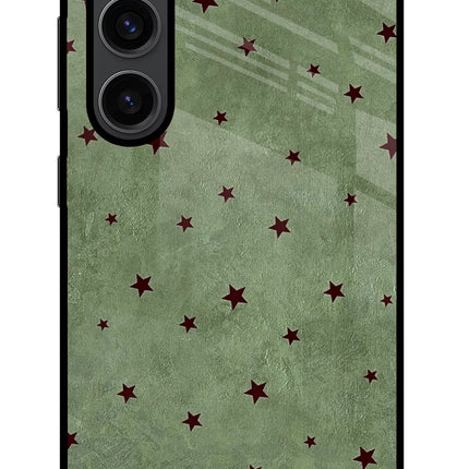 Green Stars Samsung S23 Plus Glass Case Back Cover by Casekaro