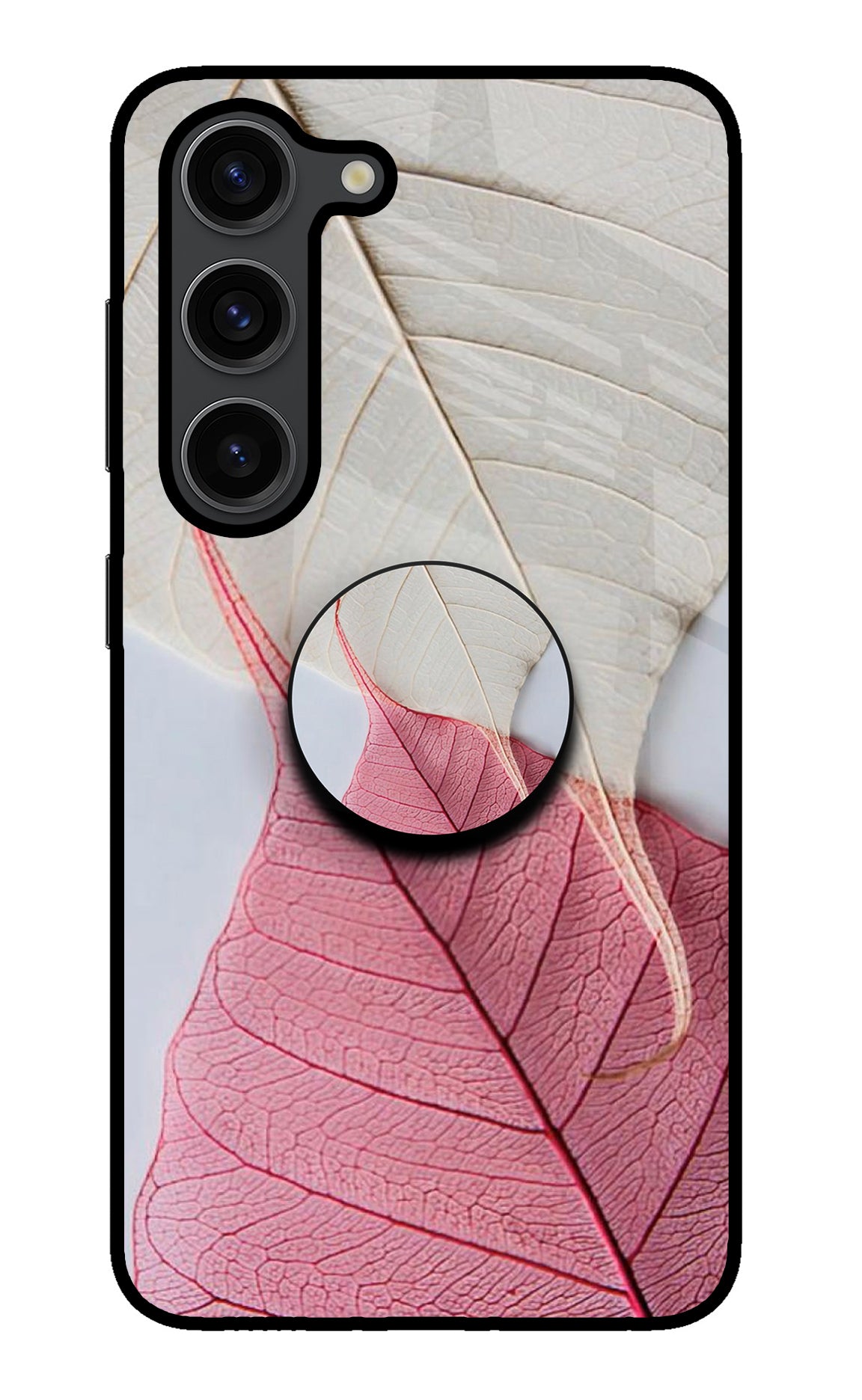 White Pink Leaf Samsung S23 Plus Pop Case