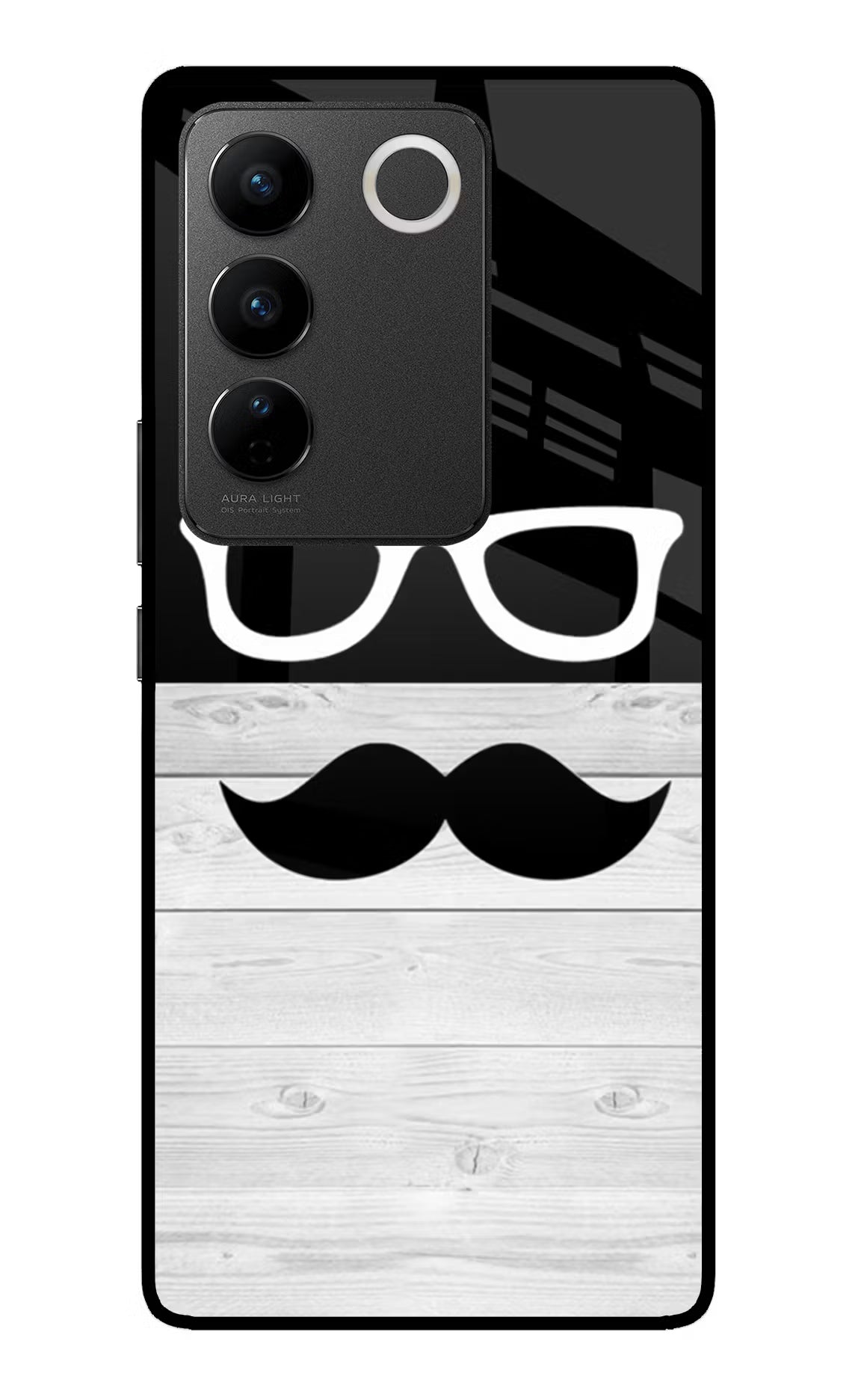 Mustache Vivo V27/V27 Pro Glass Case Back Cover by Casekaro