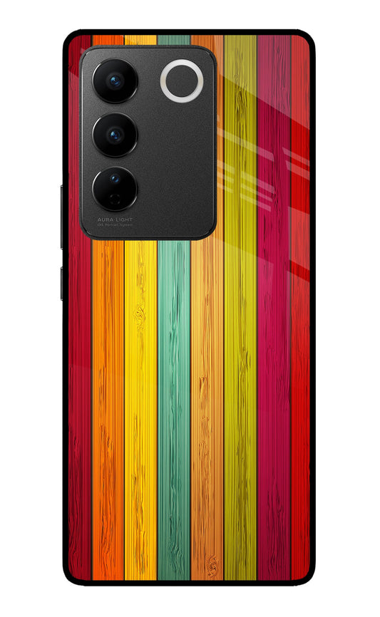 Multicolor Wooden Vivo V27/V27 Pro Glass Case