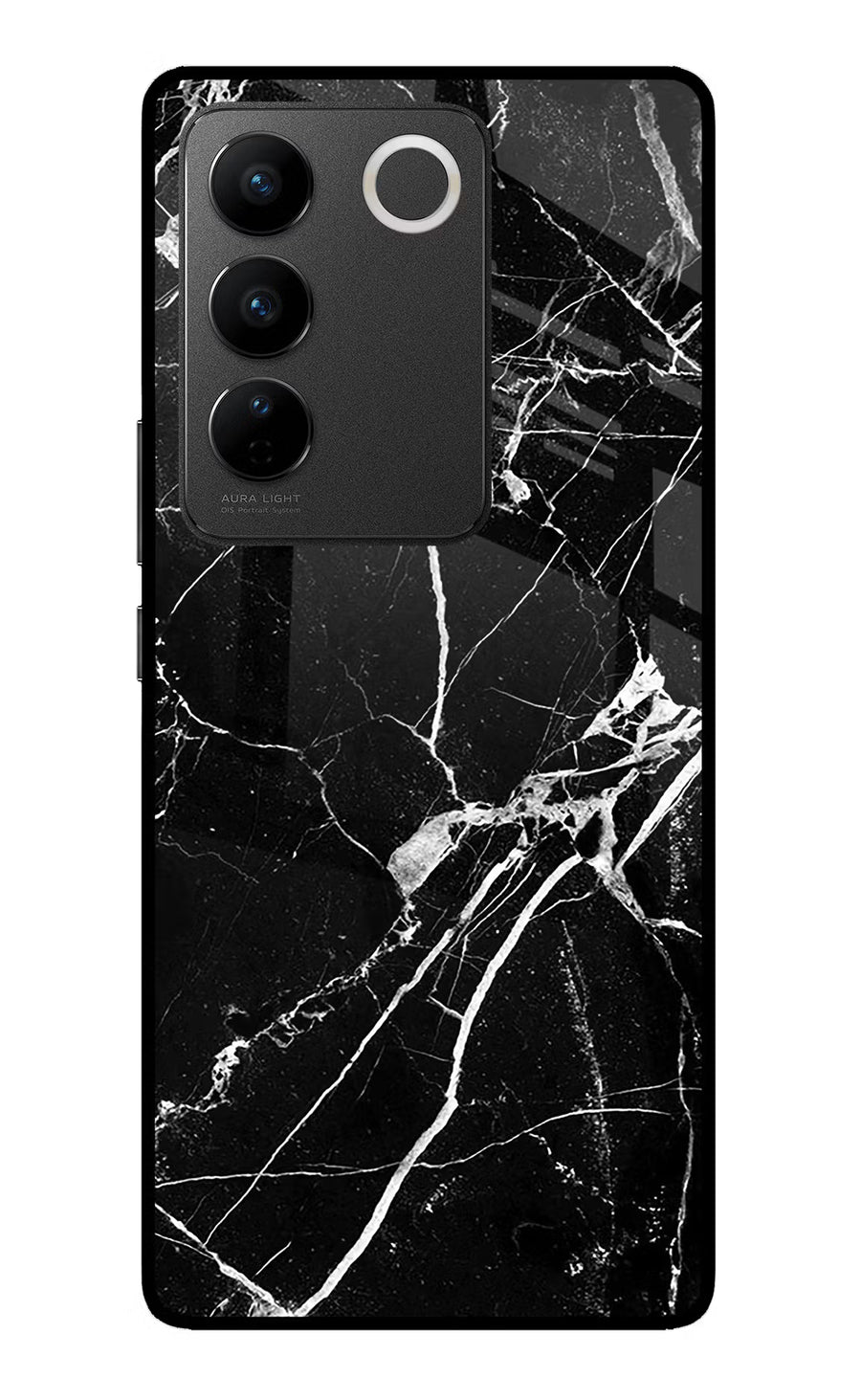 Black Marble Pattern Vivo V27/V27 Pro Back Cover, Glass case