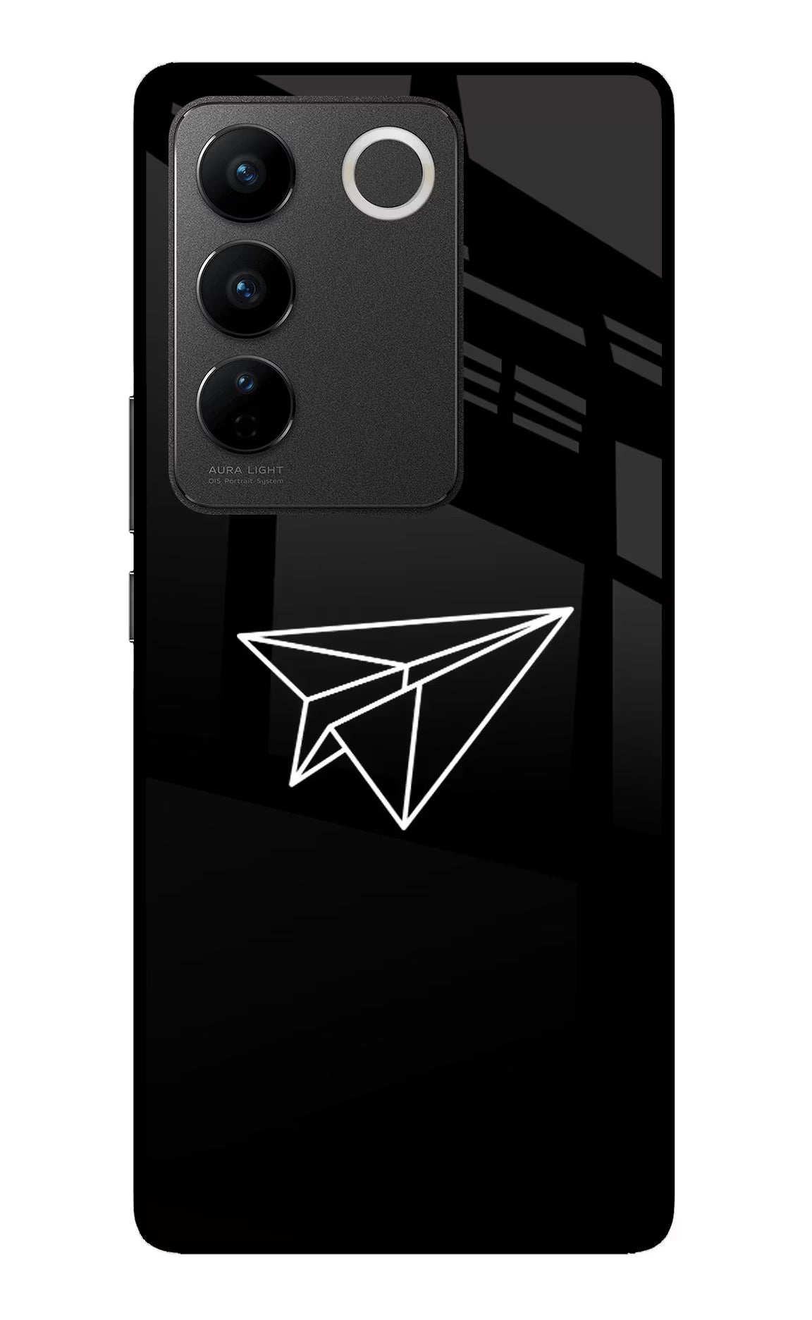Paper Plane White Vivo V27/V27 Pro Glass Case Back Cover by Casekaro