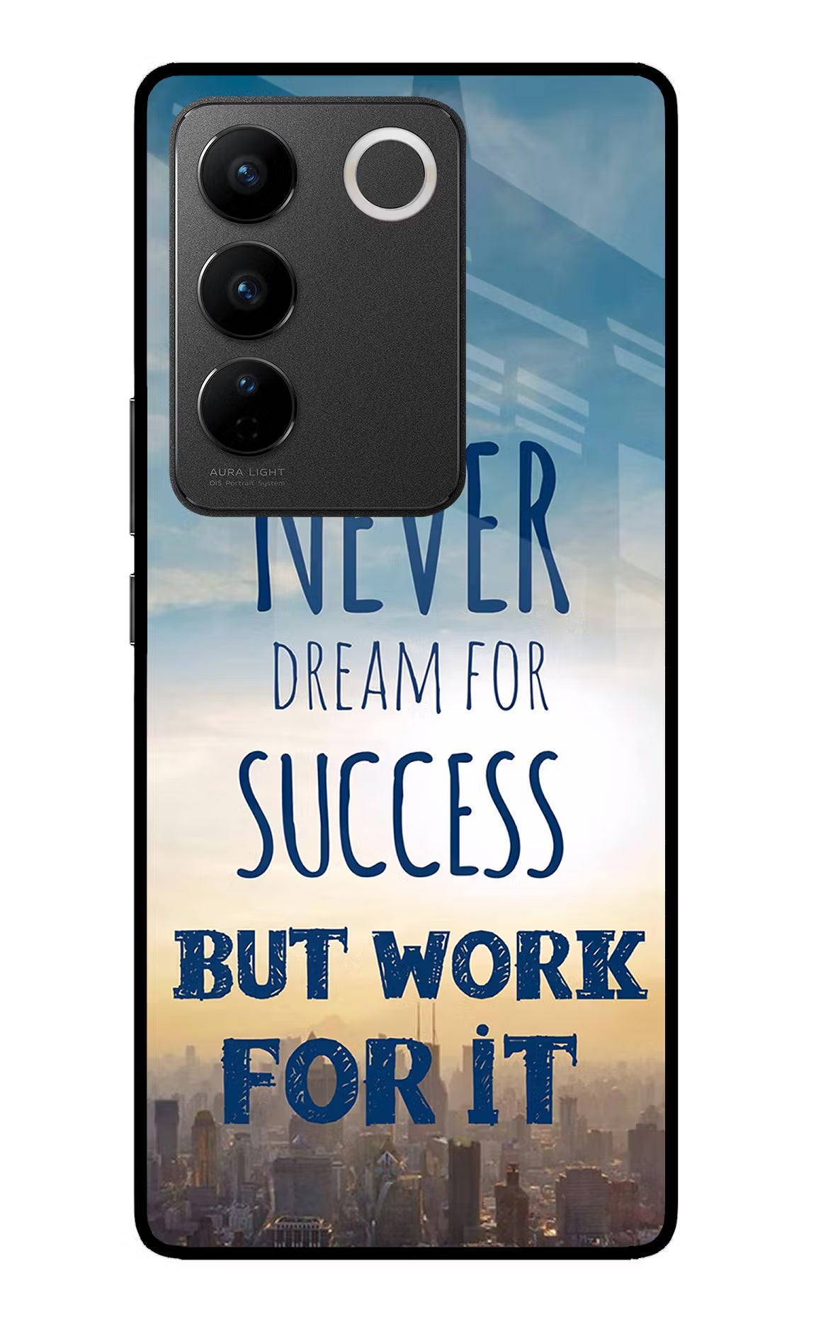 Never Dream For Success But Work For It Vivo V27/V27 Pro Glass Case Back Cover by Casekaro