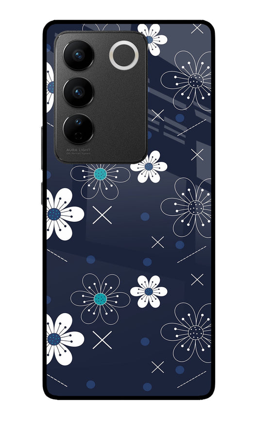 Flowers Vivo V27/V27 Pro Glass Case