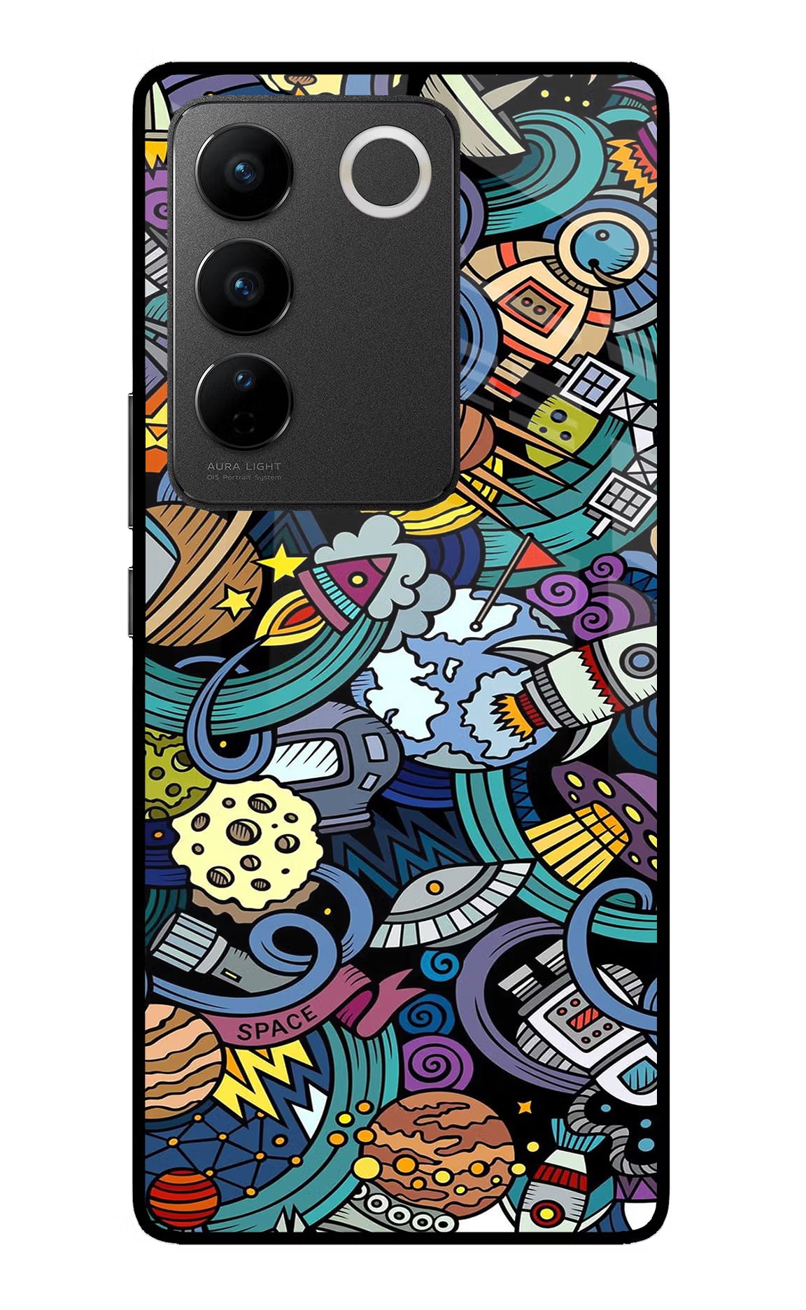 Space Abstract Vivo V27/V27 Pro Glass Case Back Cover by Casekaro