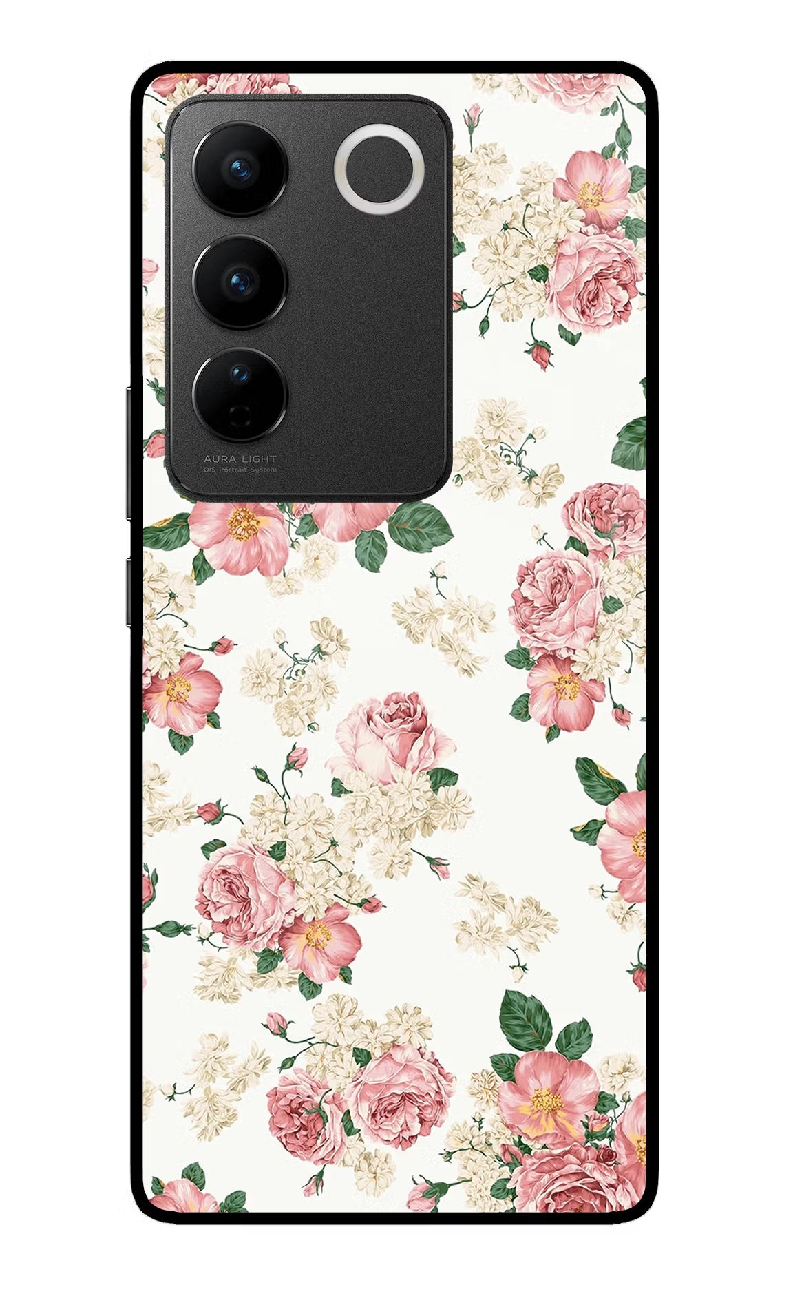 Flowers Vivo V27/V27 Pro Glass Case Back Cover by Casekaro