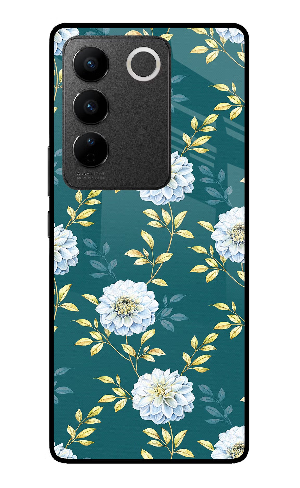 Flowers Vivo V27/V27 Pro Glass Case Back Cover by Casekaro