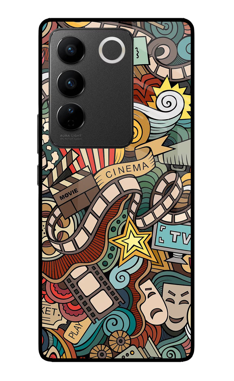 Cinema Abstract Vivo V27/V27 Pro Back Cover, Glass case