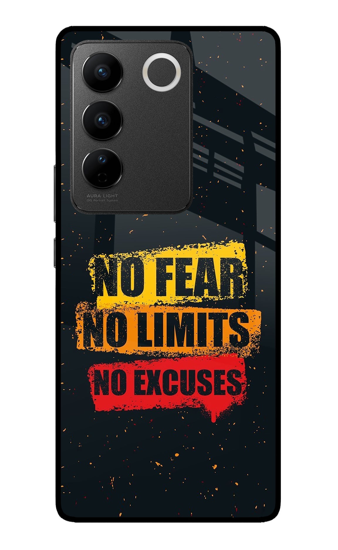 No Fear No Limits No Excuse Vivo V27/V27 Pro Glass Case