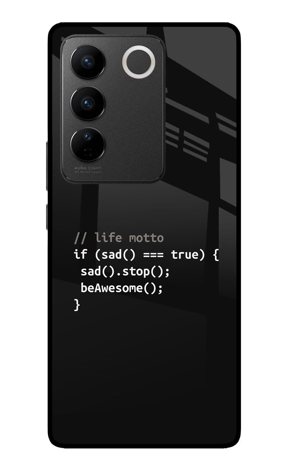 Life Motto Code Vivo V27/V27 Pro Glass Case Back Cover by Casekaro