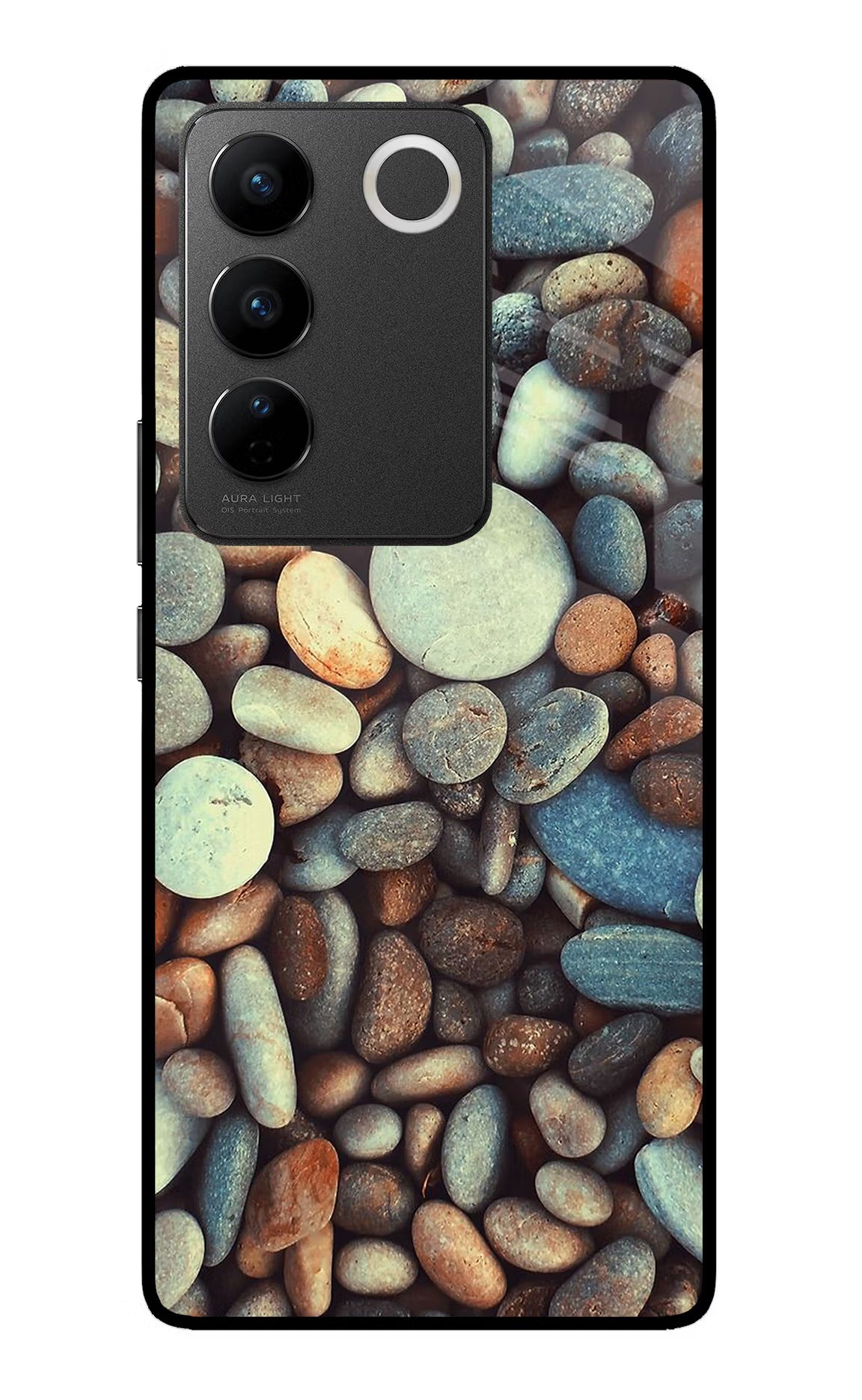 Pebble Vivo V27/V27 Pro Glass Case Back Cover by Casekaro