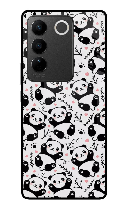 Cute Panda Vivo V27/V27 Pro Glass Case