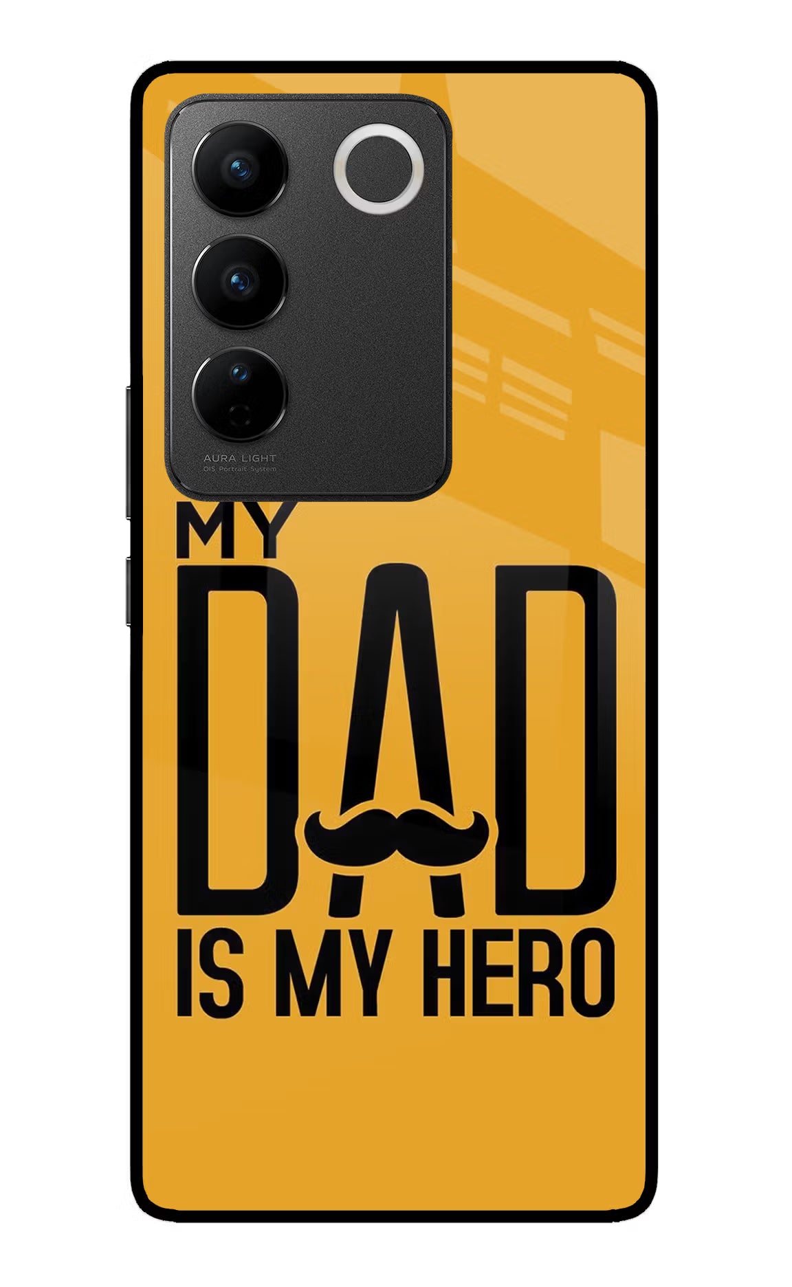 My Dad Is My Hero Vivo V27/V27 Pro Glass Case Back Cover by Casekaro