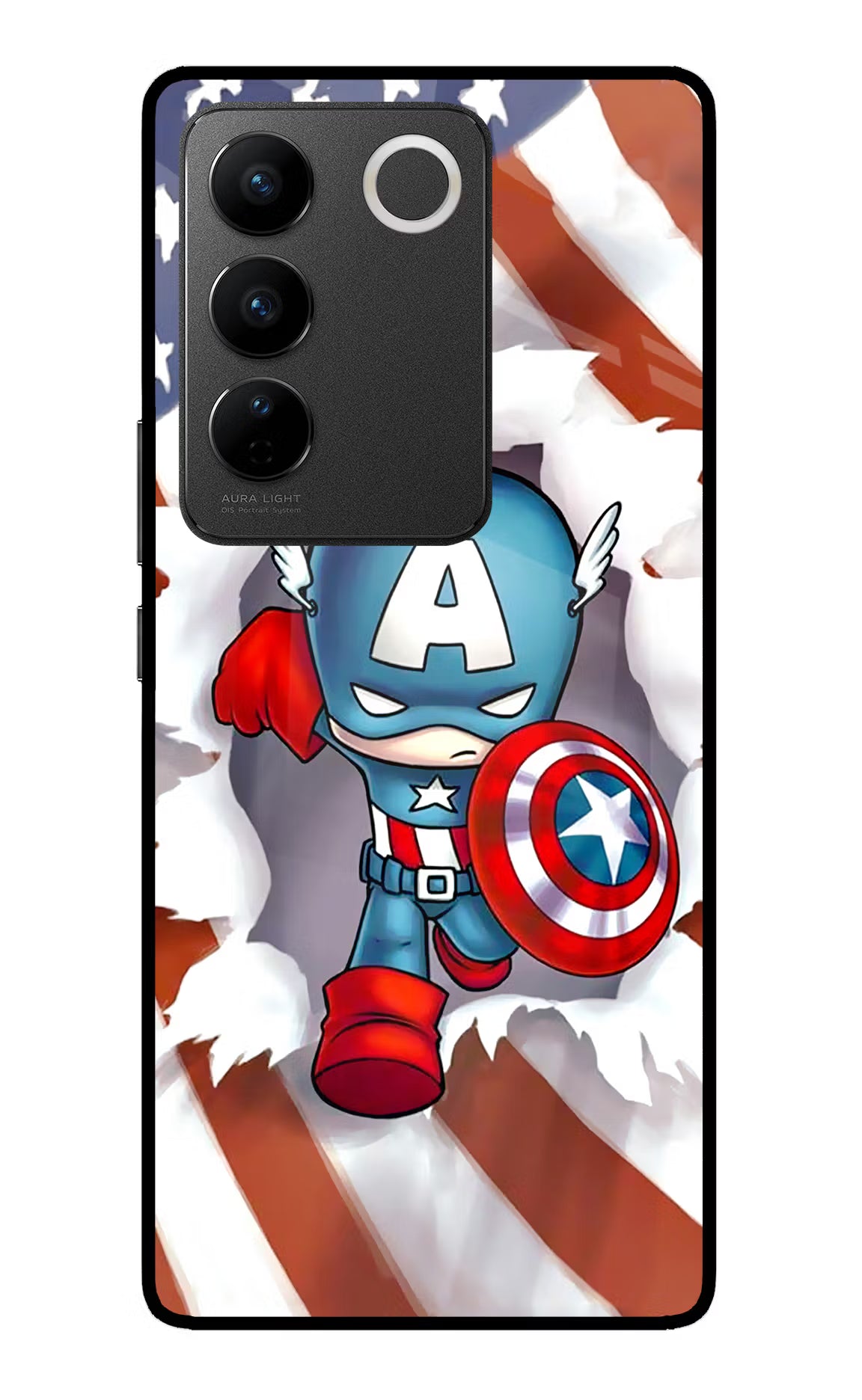 Captain America Vivo V27/V27 Pro Glass Case Back Cover by Casekaro