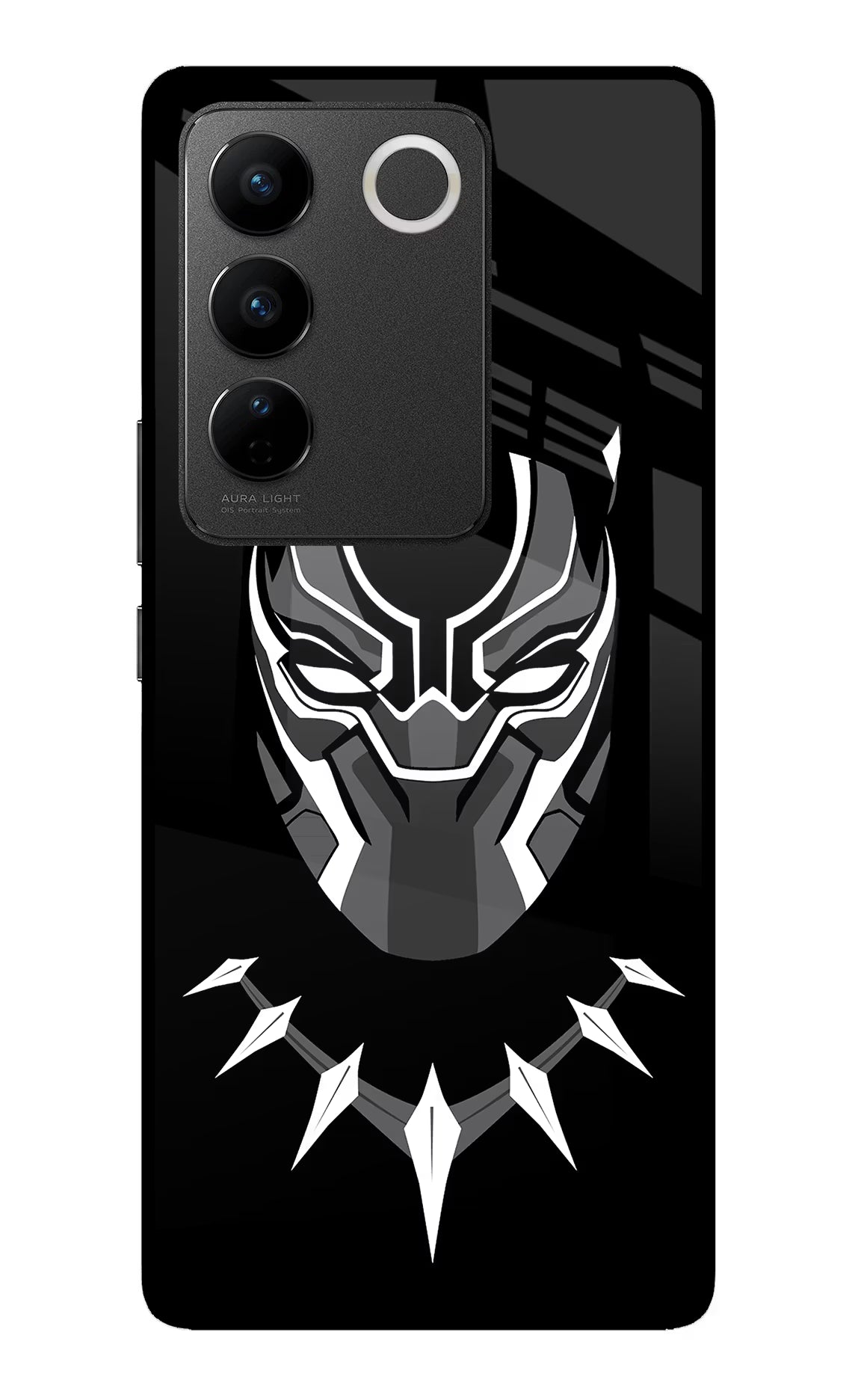 Black Panther Vivo V27/V27 Pro Glass Case Back Cover by Casekaro