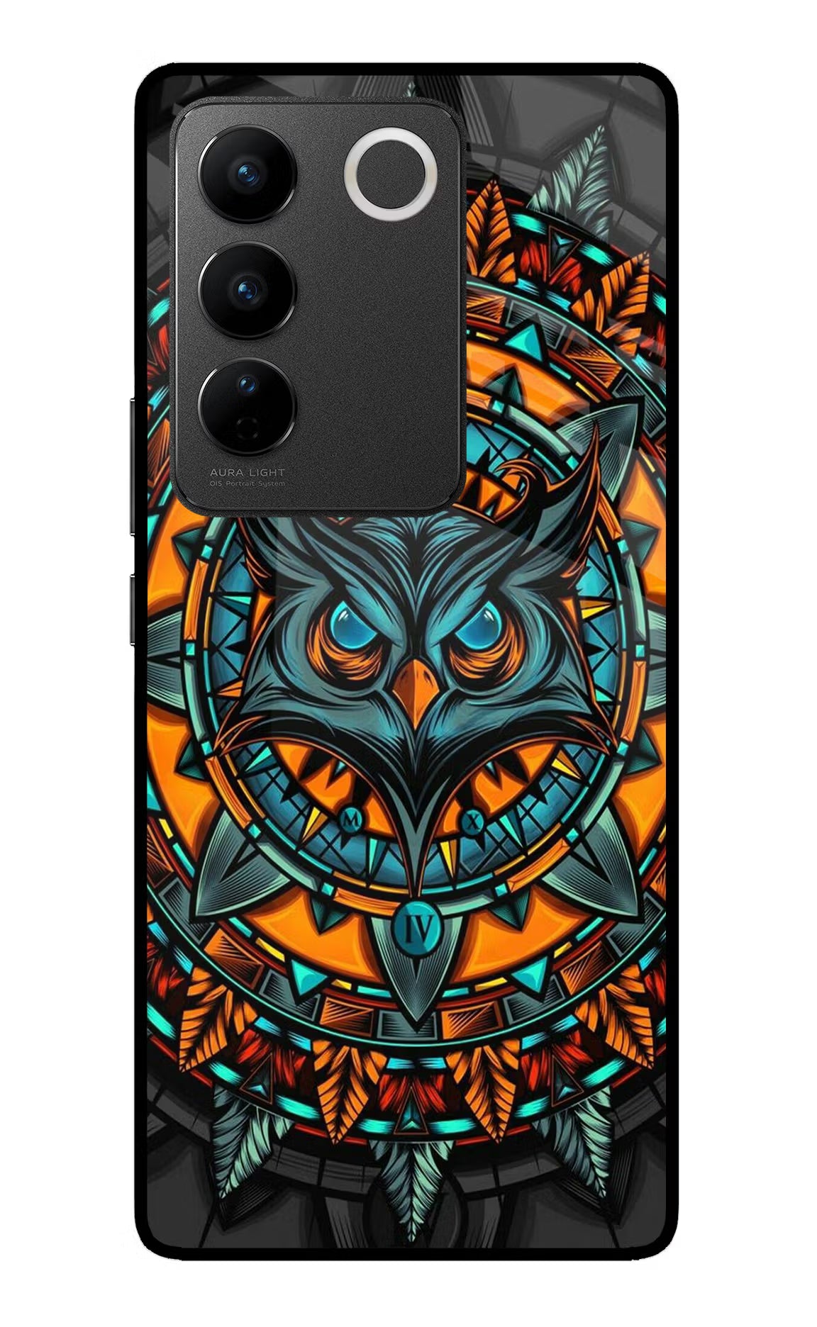 Angry Owl Art Vivo V27/V27 Pro Glass Case Back Cover by Casekaro
