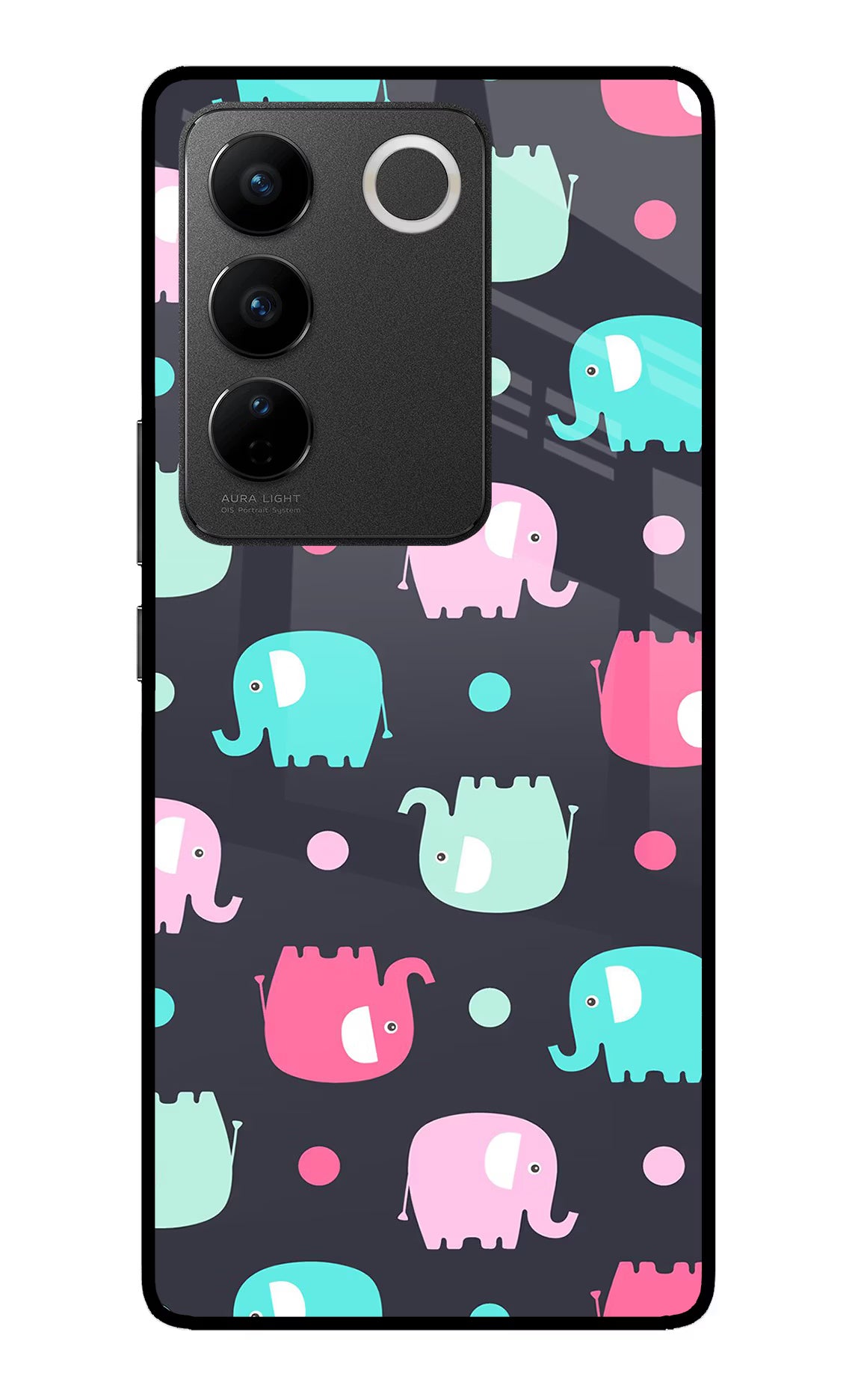 Elephants Vivo V27/V27 Pro Glass Case Back Cover by Casekaro