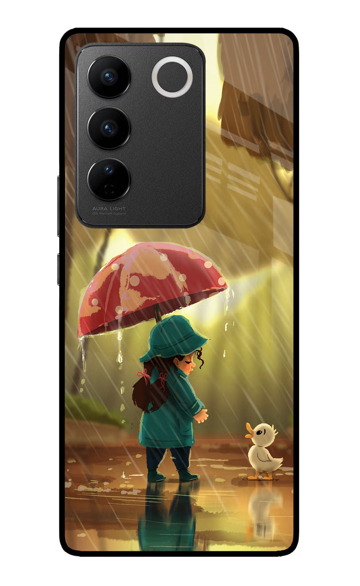 Rainy Day Vivo V27/V27 Pro Glass Case Back Cover by Casekaro