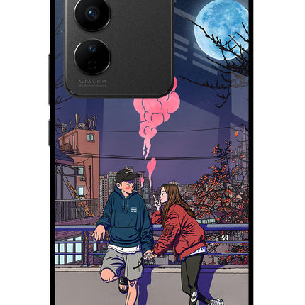 Chilling Couple Vivo V27/V27 Pro Glass Case Back Cover by Casekaro