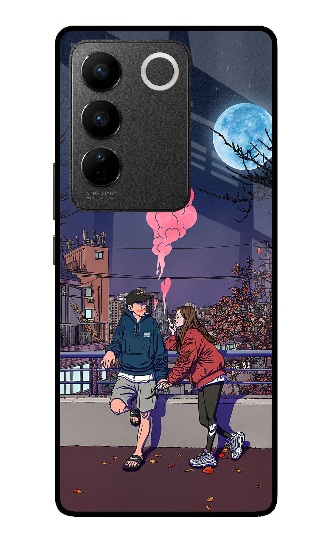 Chilling Couple Vivo V27/V27 Pro Glass Case Back Cover by Casekaro