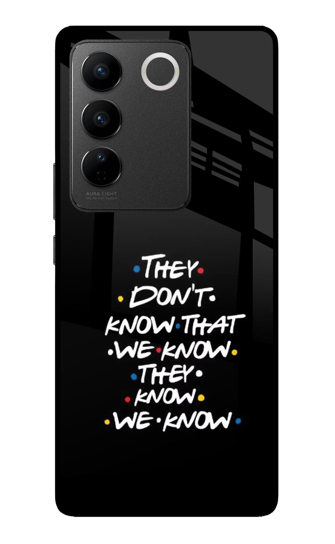 FRIENDS Dialogue Vivo V27/V27 Pro Glass Case Back Cover by Casekaro