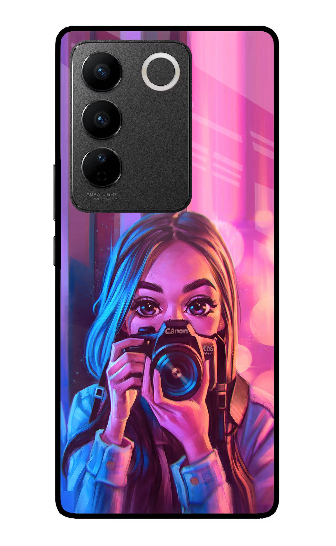 Girl Photographer Vivo V27/V27 Pro Glass Case Back Cover by Casekaro