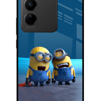 Minion Laughing Vivo V27/V27 Pro Glass Case Back Cover by Casekaro