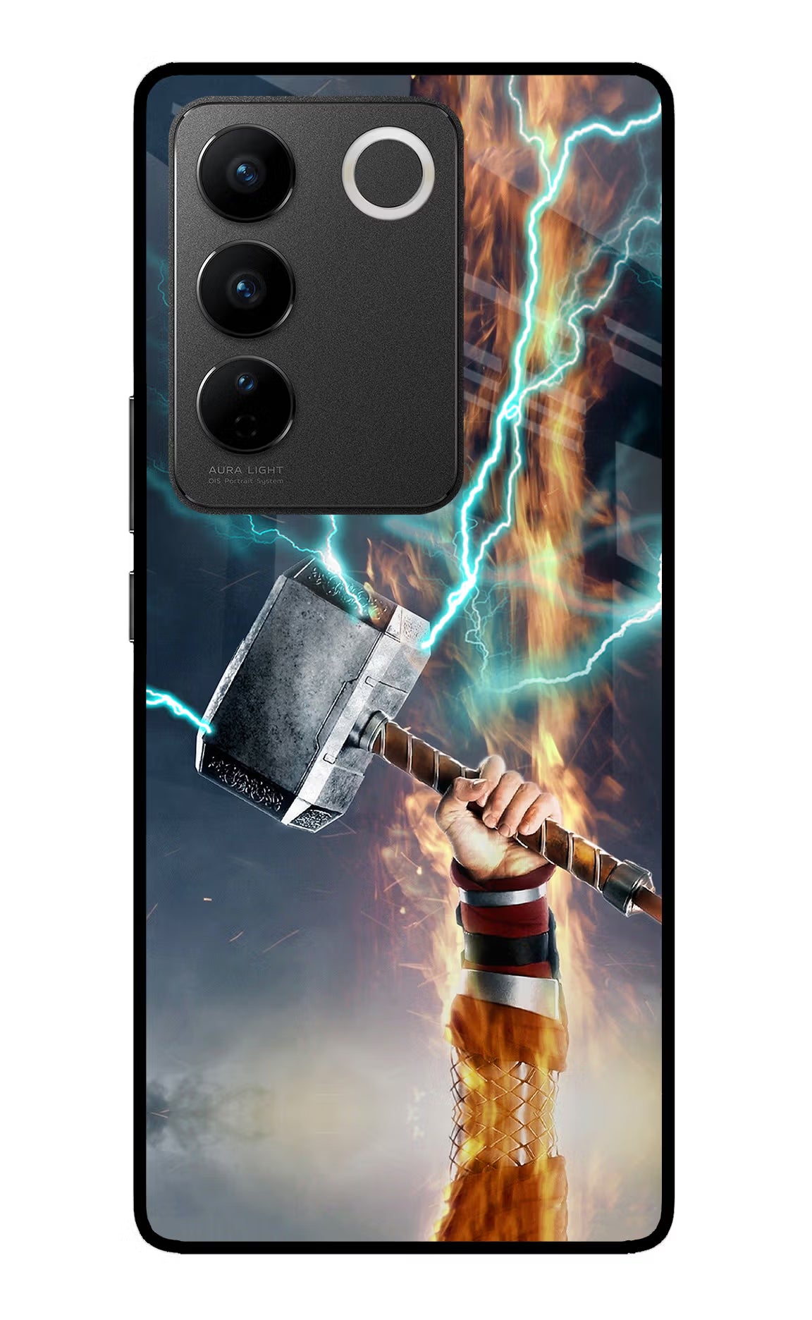 Thor Hammer Mjolnir Vivo V27/V27 Pro Glass Case Back Cover by Casekaro