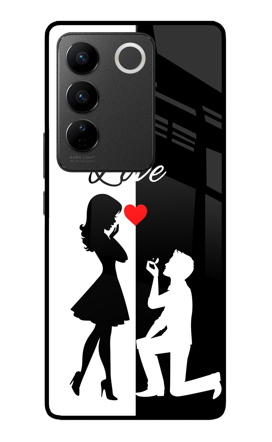 Love Propose Black And White Vivo V27/V27 Pro Glass Case