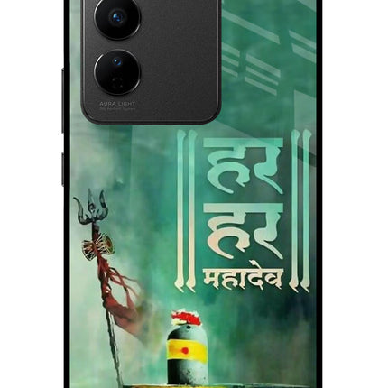 Har Har Mahadev Shivling Vivo V27/V27 Pro Glass Case Back Cover by Casekaro
