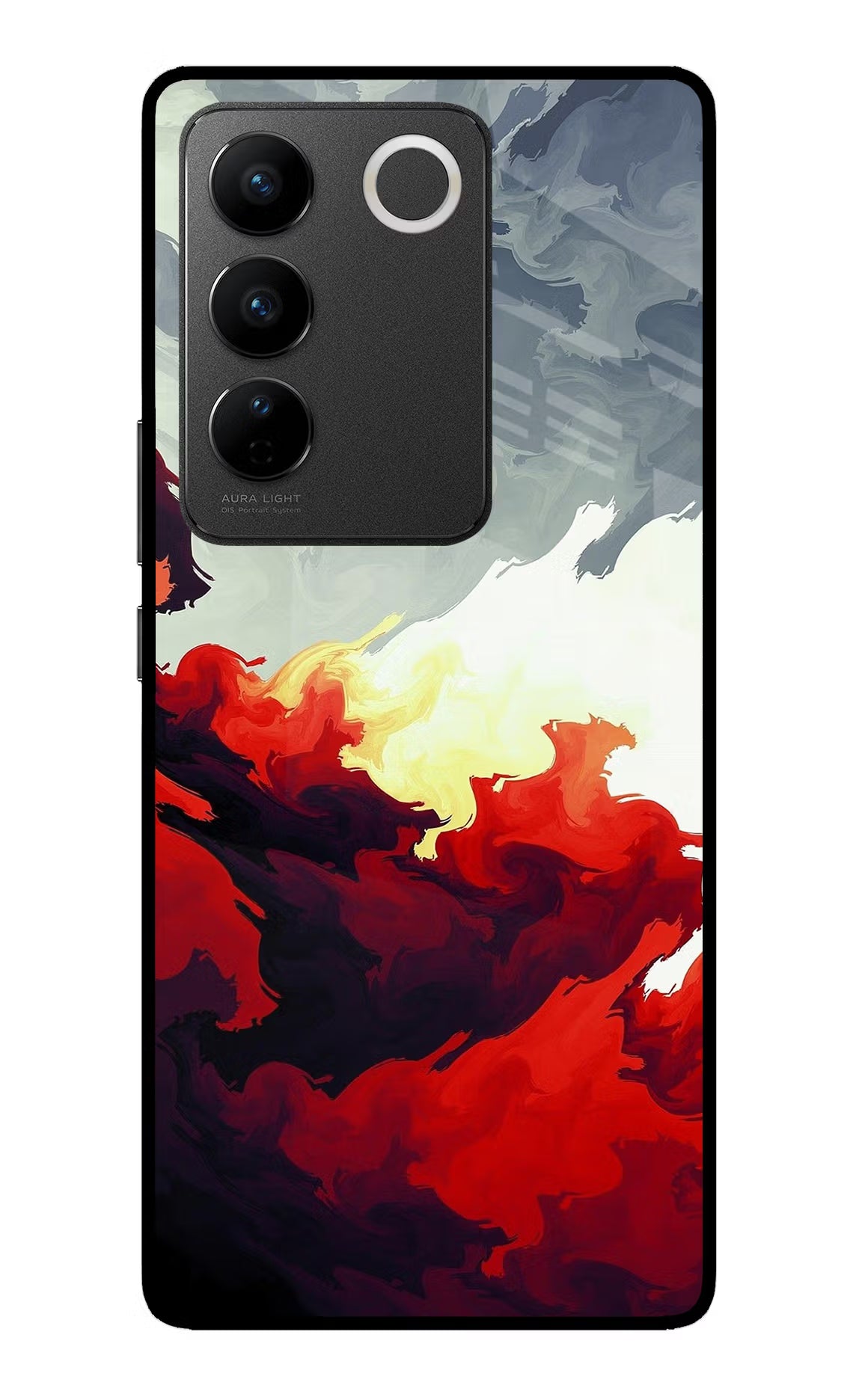 Fire Cloud Vivo V27/V27 Pro Glass Case Back Cover by Casekaro