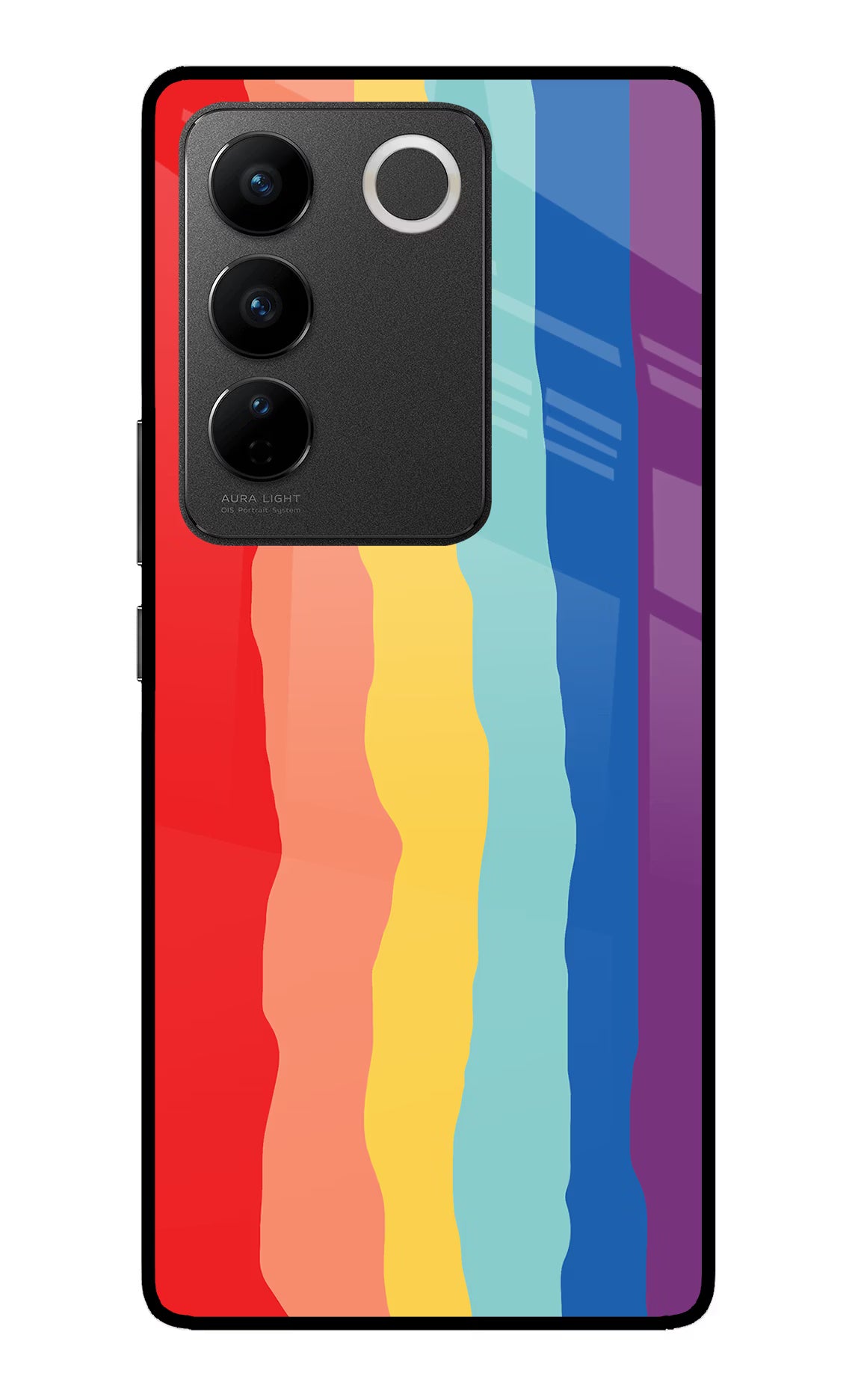 Rainbow Vivo V27/V27 Pro Glass Case Back Cover by Casekaro